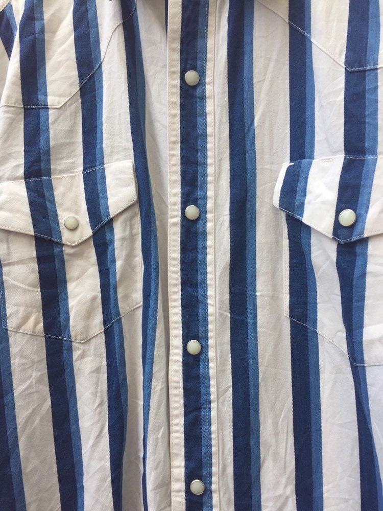 Vintage 90s Wrangler Blue White Striped Western Cowboy Cowgirl - Etsy