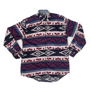 Vintage Y2K Baumwolle Westernhemd mit Azteken-Muster chamois, Größe Medium, von Springfield