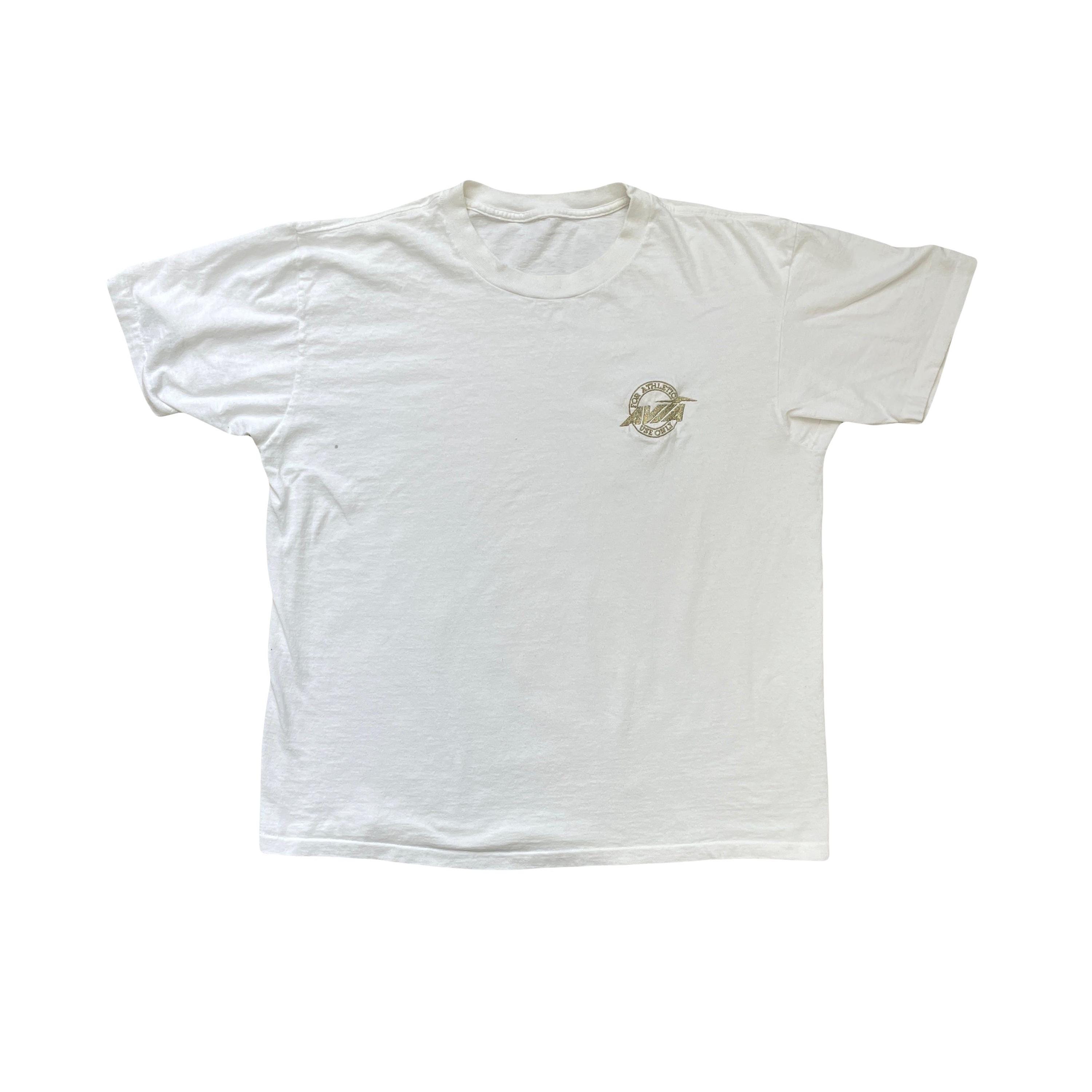 Vintage 90s Single Stitch White T-shirt With Embroidered Logo