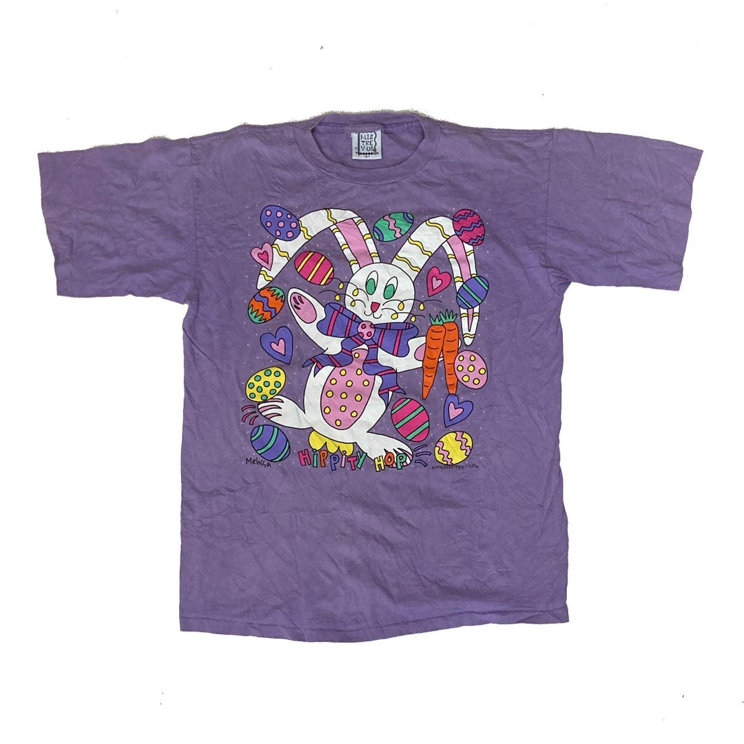 Vintage 90s Wavy Rabbit Cartoon Lilac Purple Single Stitch T-shirt Size ...