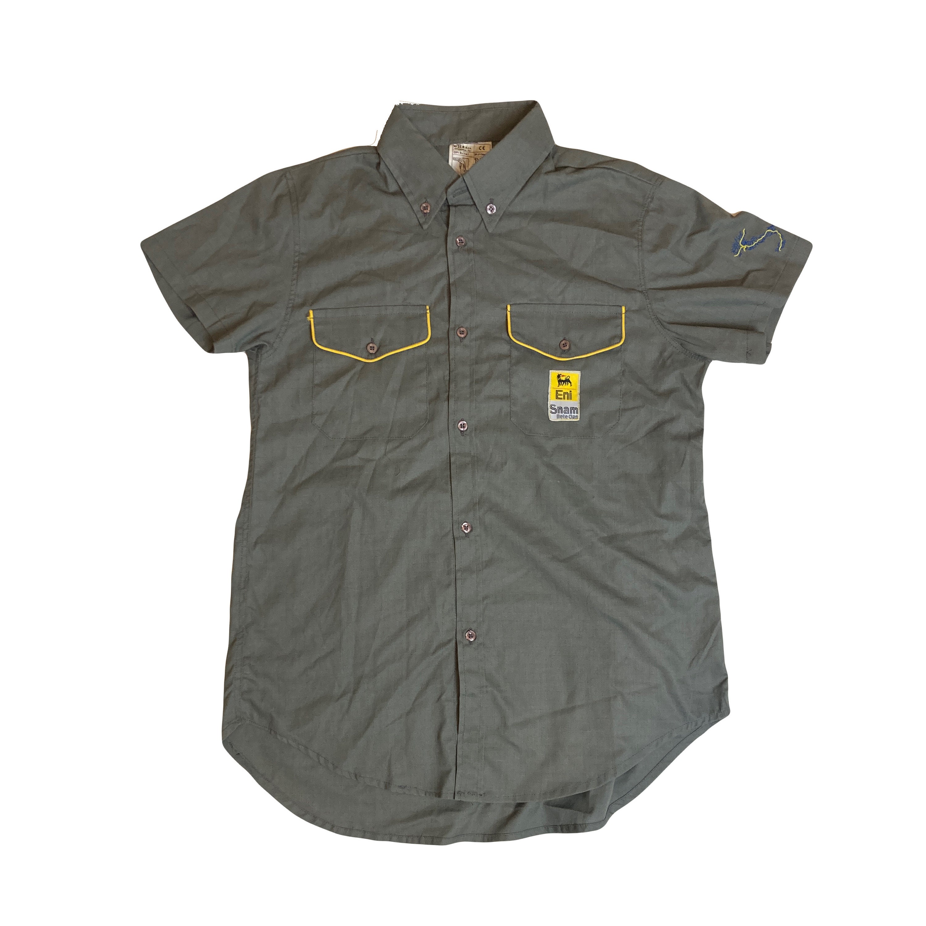 Chemise De Travail Vintage ENI AGIP Nuovo Pignone - Années 70 - Bleu - Taille Inconnue