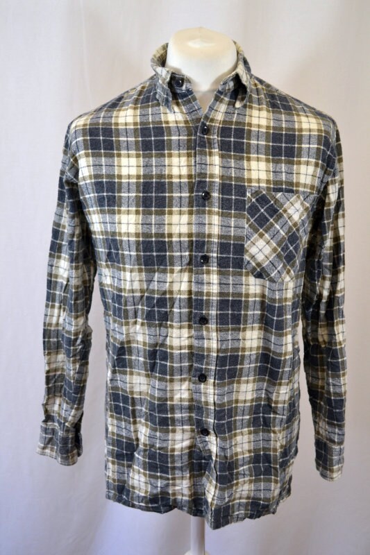 Image of Retro Grey, Beige & Blue Check Shirt