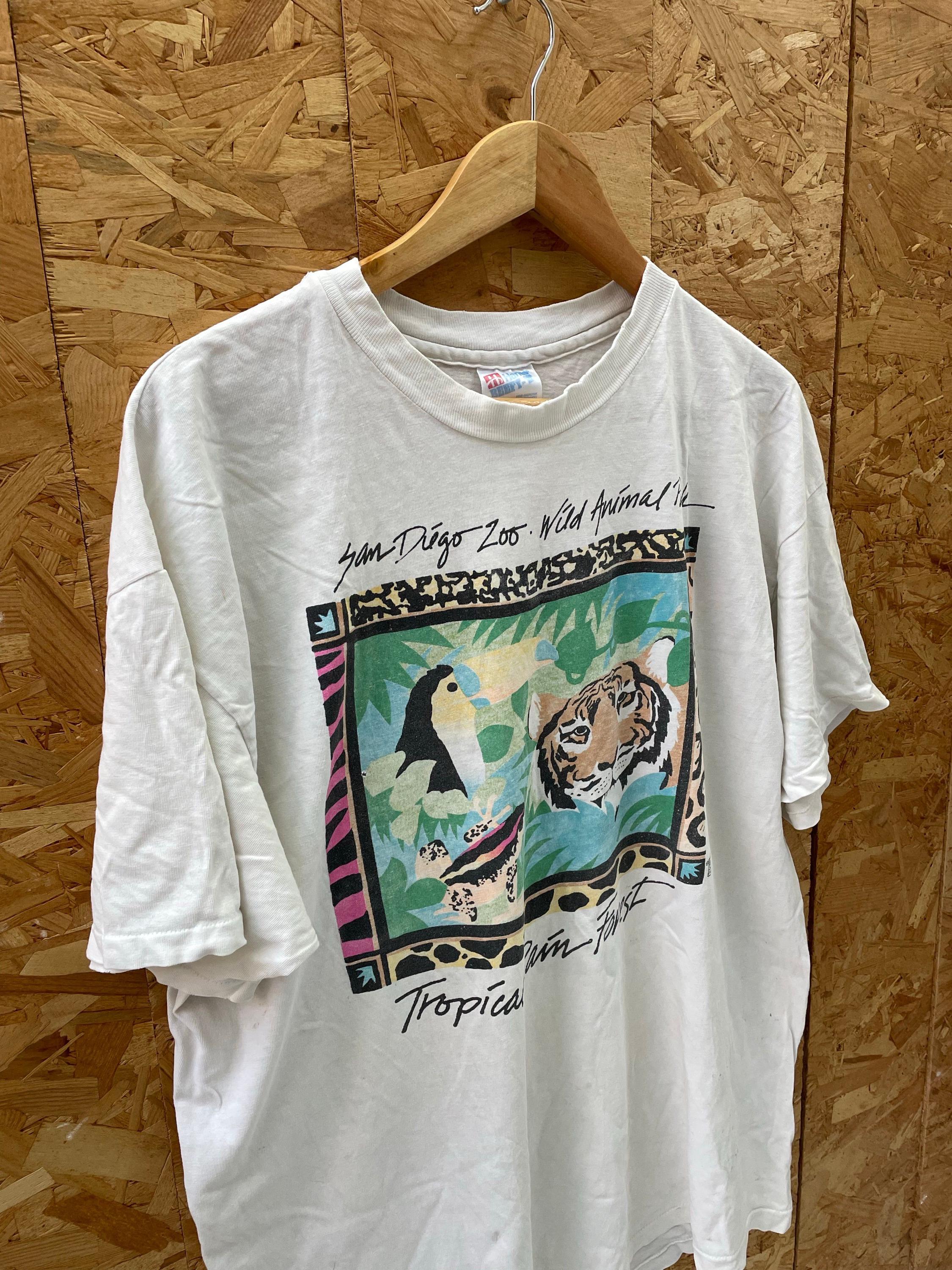 Vintage 90s Thrashed San Diego Zoo Single Stitch T-shirt - White