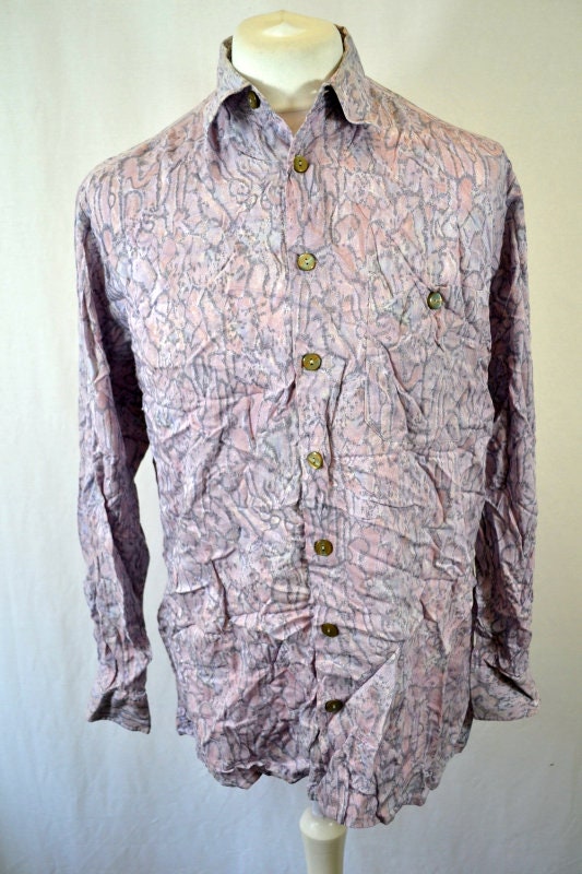 Image of 90's Retro Wavy Ugly Pastel Pattern Lilac & Grey Vintage Shirt