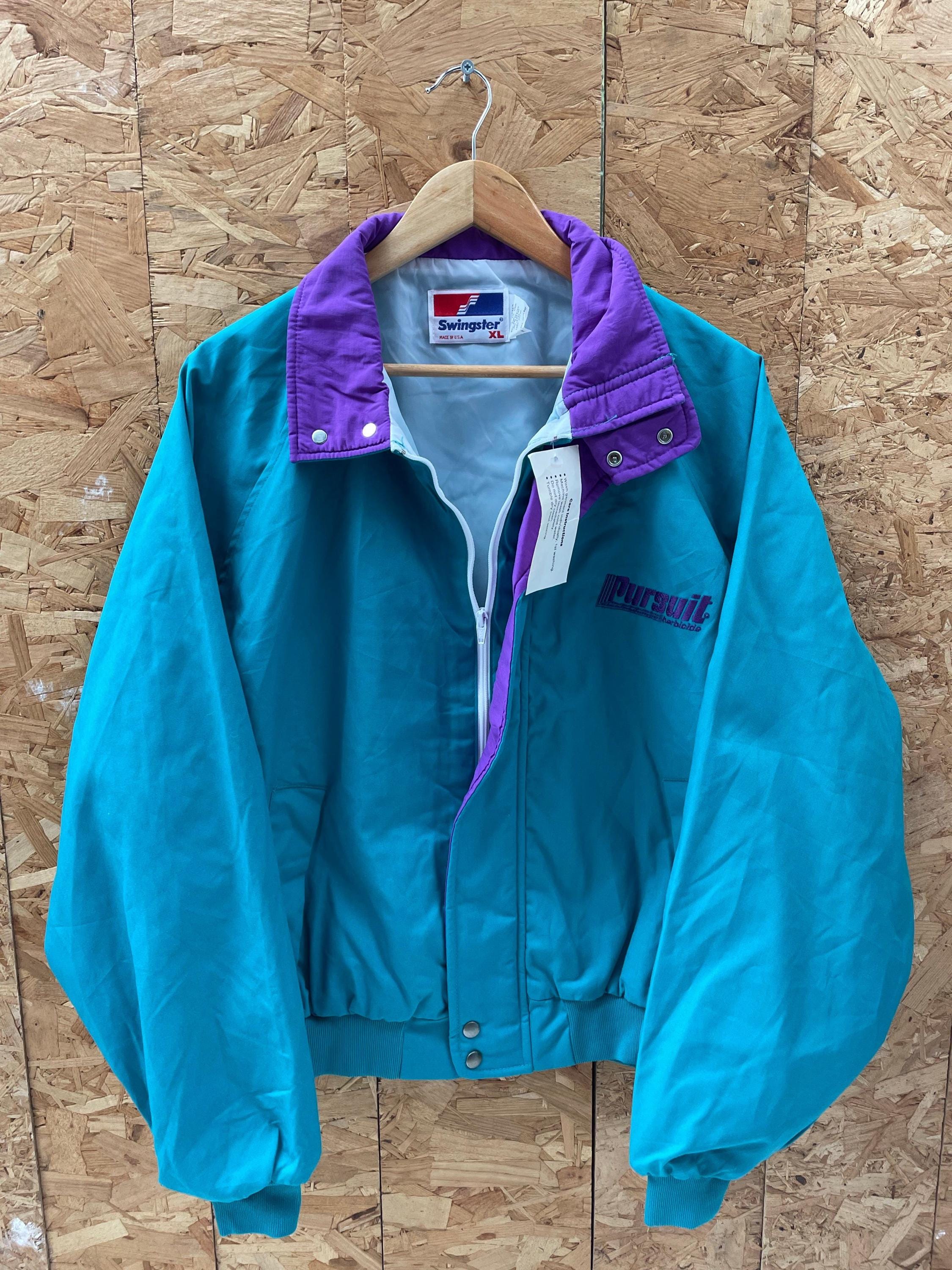 Vintage 90s Swingster Pursuit Jacket Teal Purple XL Retro