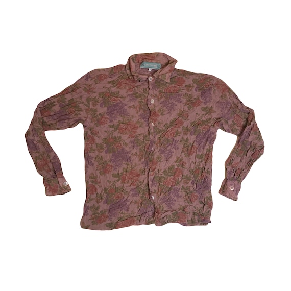 Vintage 80s Ugly Grungy Abstract Floral Pattern Rose Brown Ugly