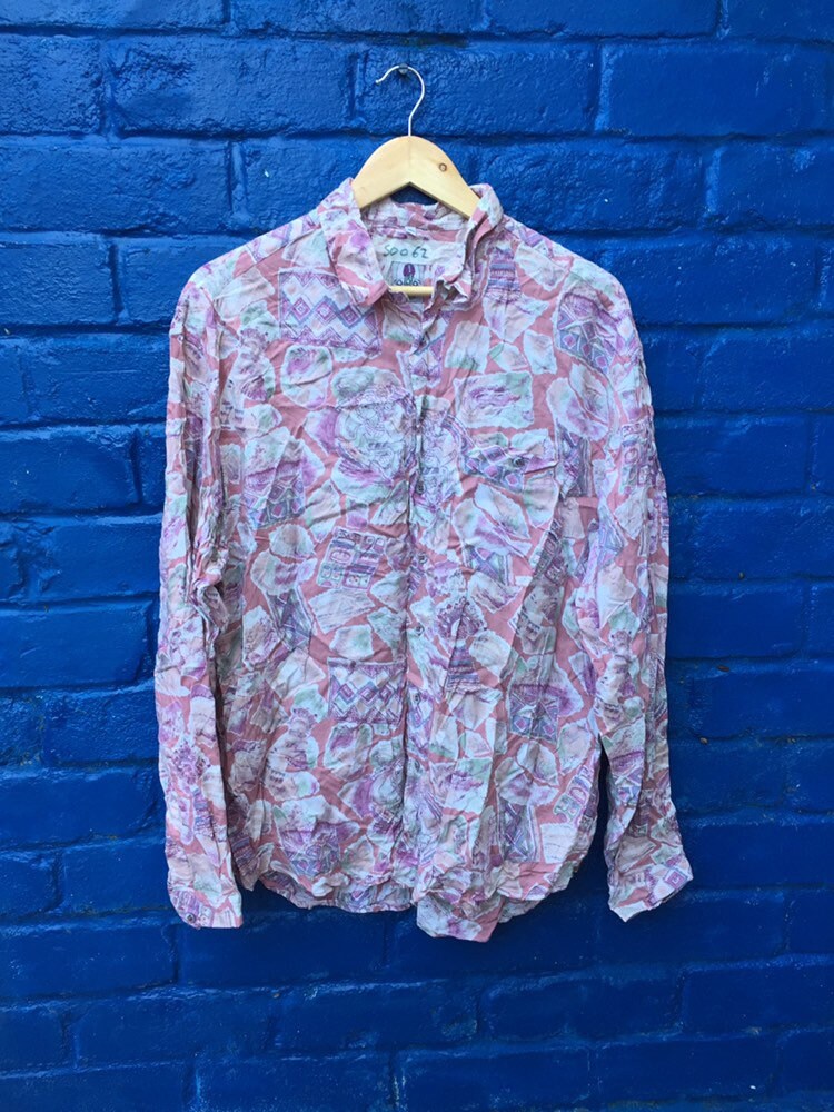 Image of Retro Vintage 80's Pastel Watercolour Print Shirt