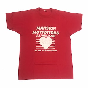 Vintage 80s USA Mansion Motivators workers red souvenir single stitch t shirt size medium