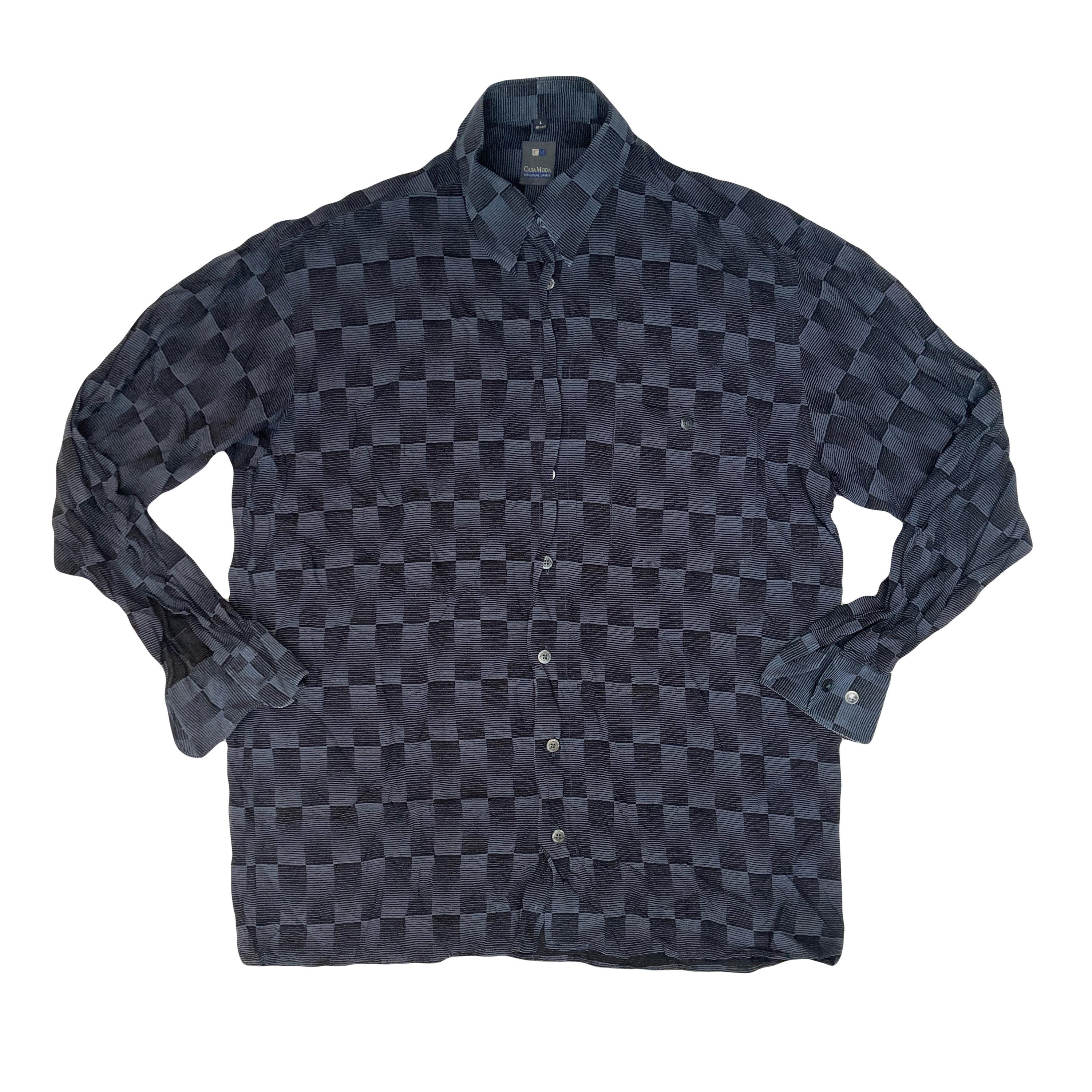 トップス 90's GOOUCH rayon check shirt Gooch [GOOUCH] Vintage Face Print S / S Rayon Shirt [1990s