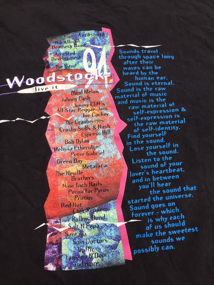 Vintage 1994 Woodstock Authentic Pepsi Festival Souvenir T Shirt