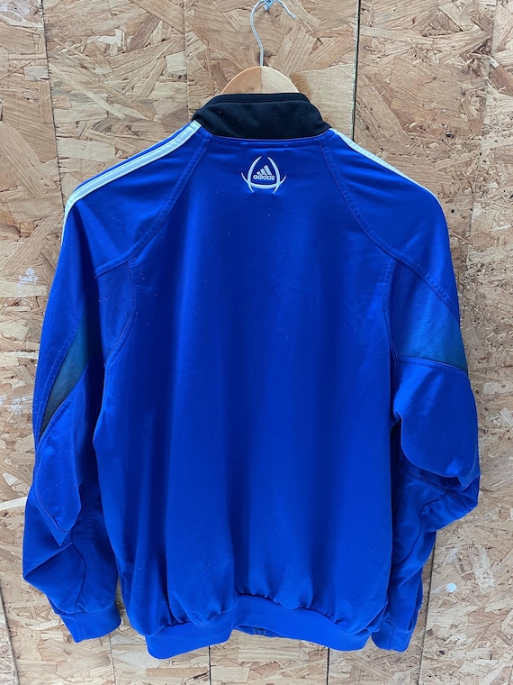 Vintage Y2K Adidas Men's Size M Blue Black Track Jacket With White