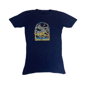 T-shirt vintage anni &#39;80 blu navy stravagante del Sagittario taglia media slim fit
