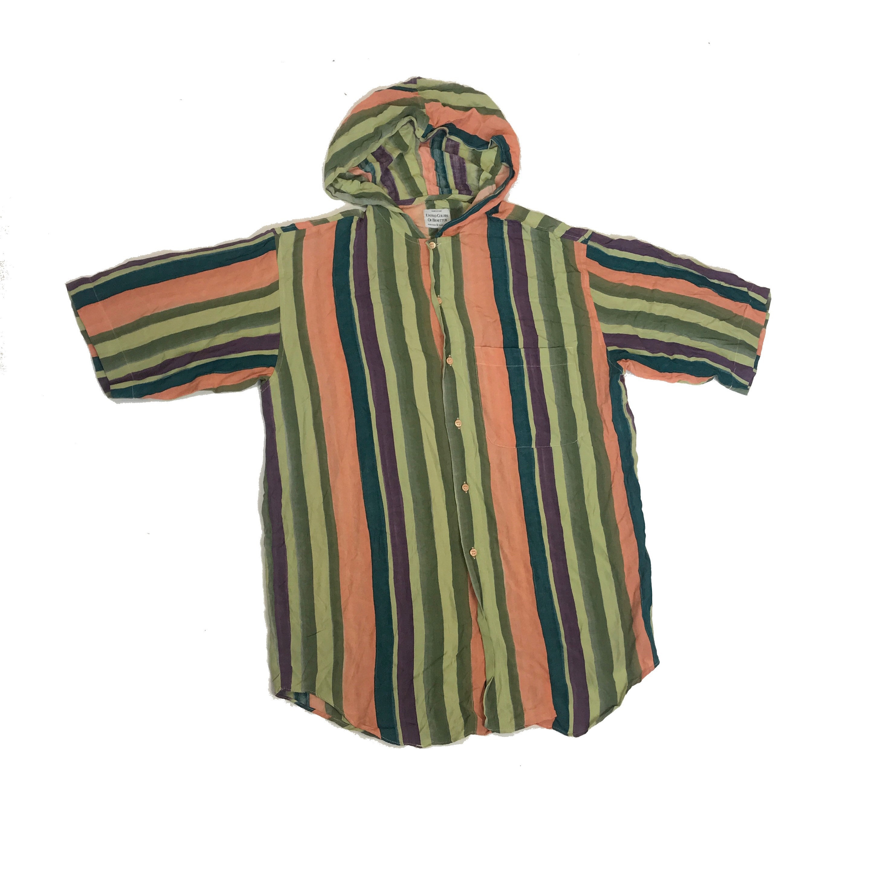 Vintage 90s United Colours of Benetton Green Orange Purple Striped 