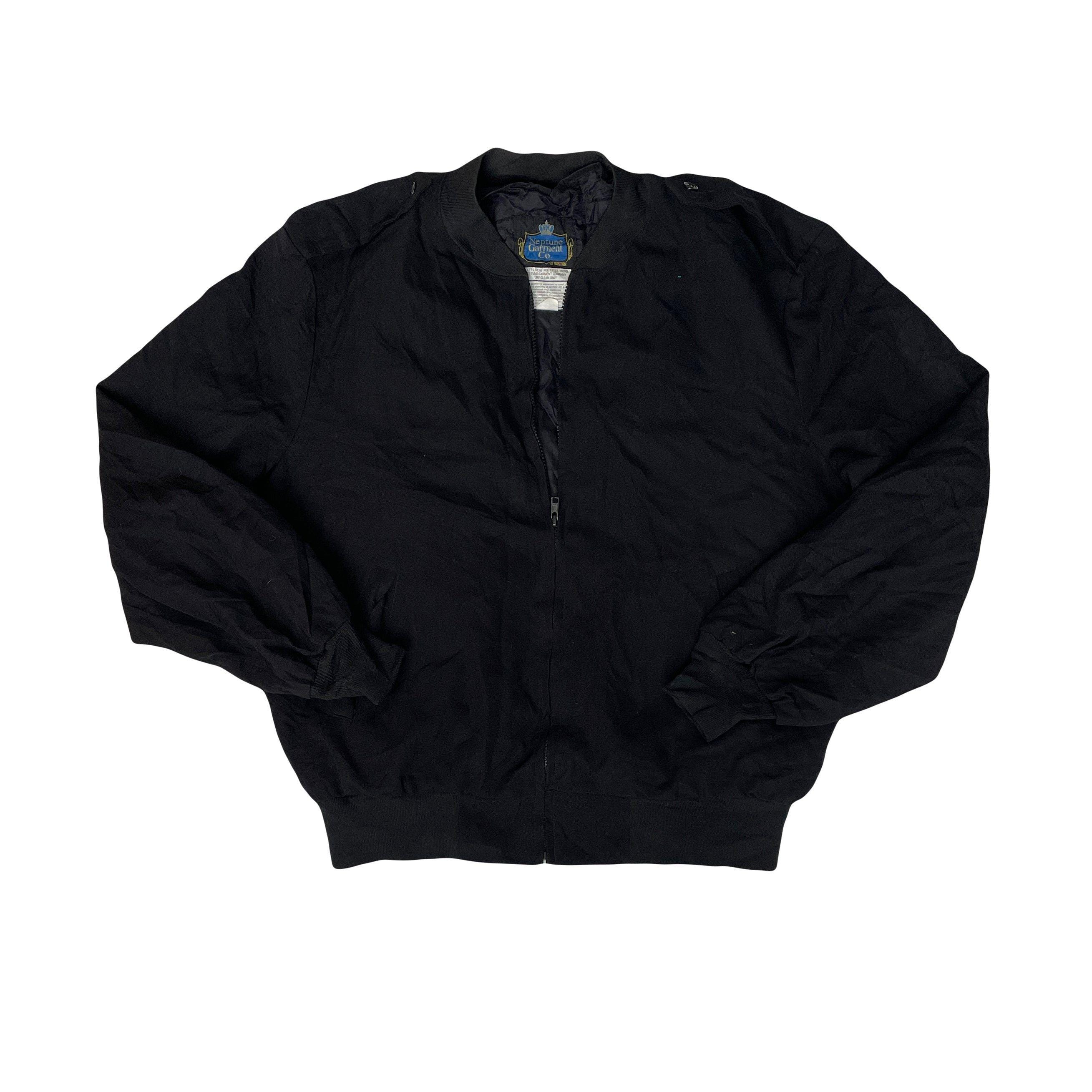 Vintage Neptune Garment Co. Men's Size 48 XL Black Bomber Jacket