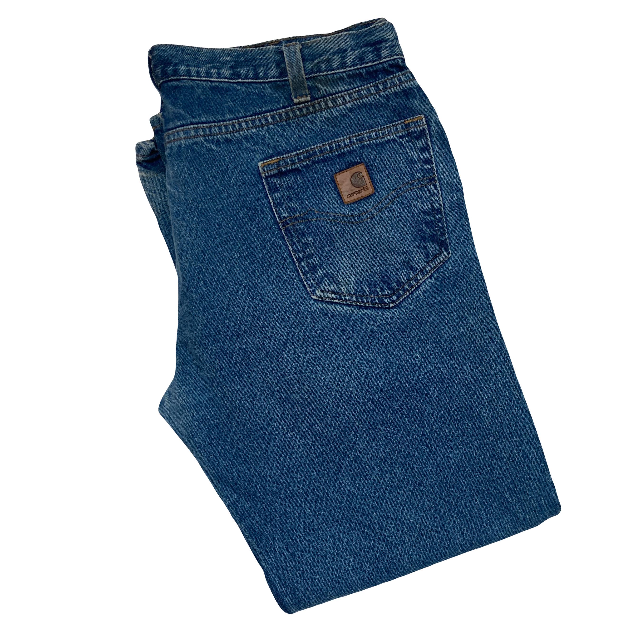 Vintage 90s Carhartt W38 L30 Men's Blue Denim Workwear