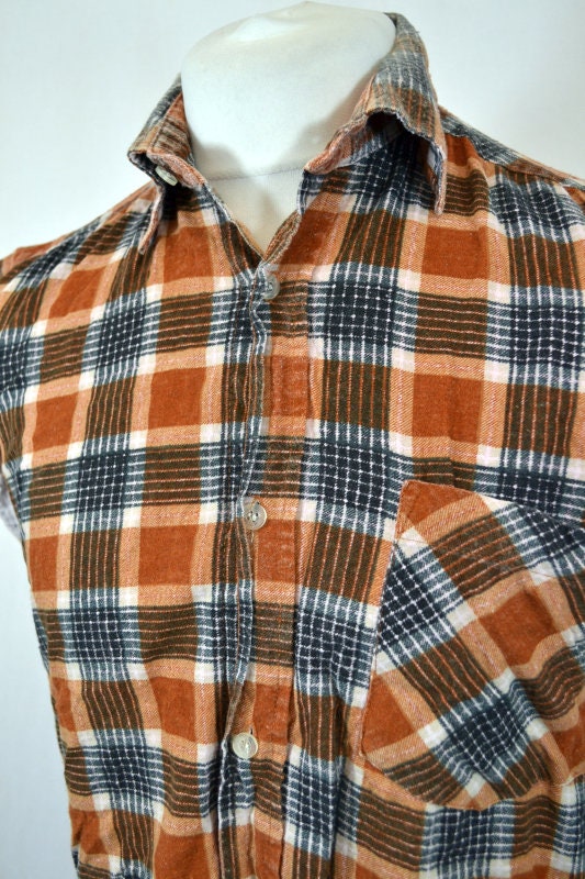 Vintage Retro Light Brown Check Plaid Shirt - Etsy