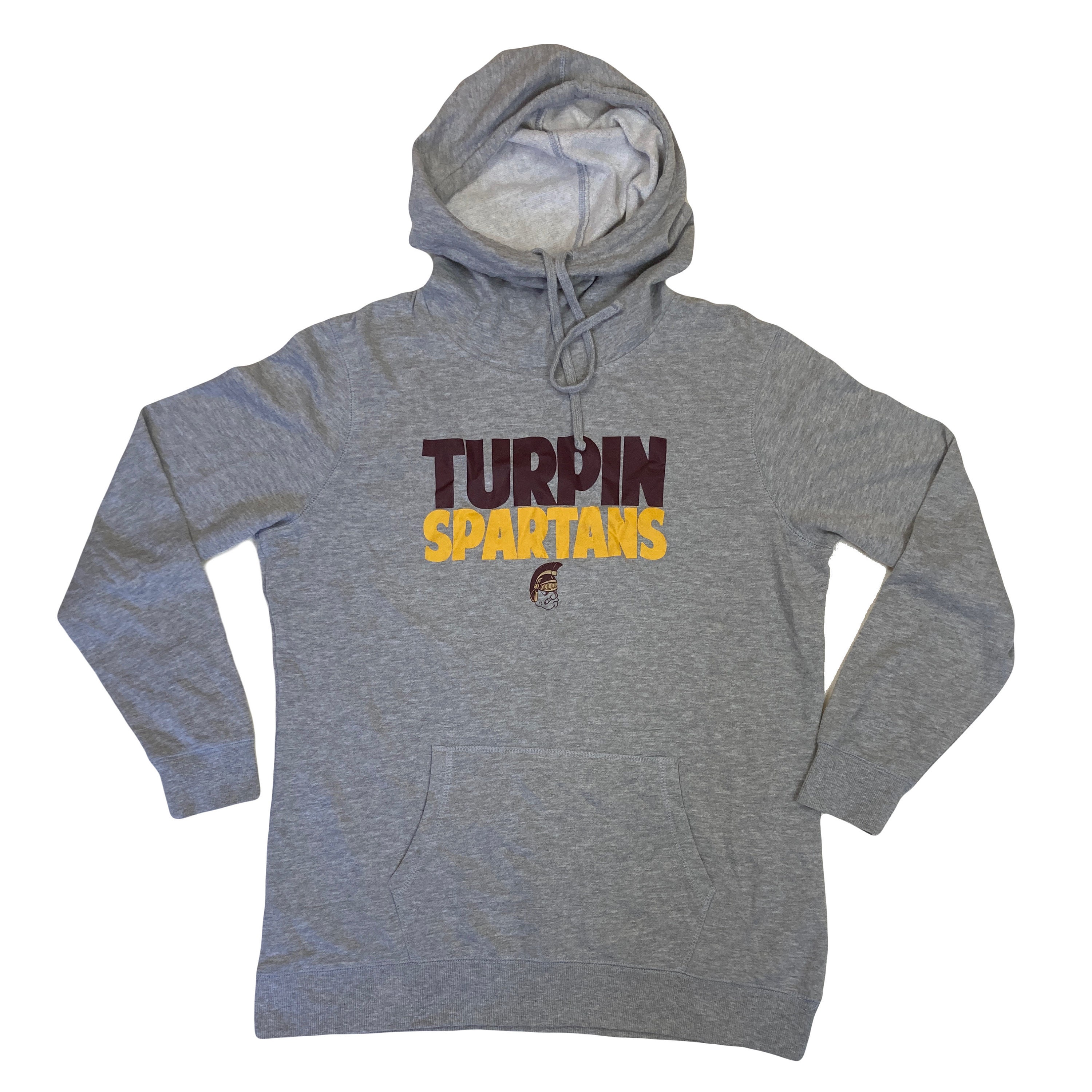 Vintage Y2K Turpin Spartans USA College Varsity Snood Neck Grey 