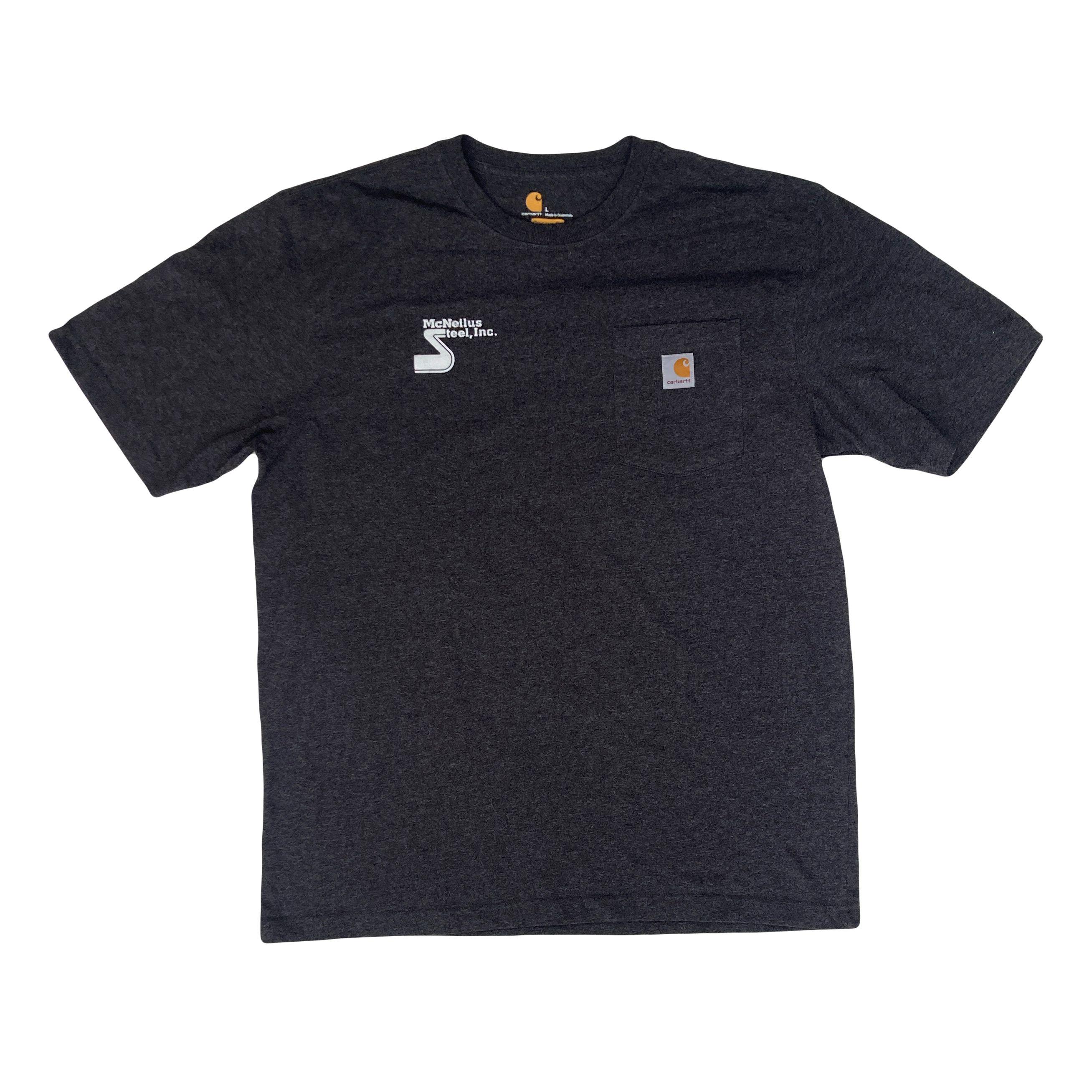 Vintage 90s Carhartt Dark Grey Steel Workers Pocket T-shirt Size