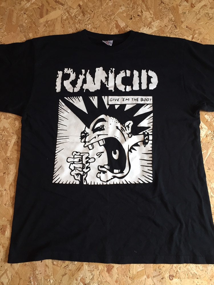 Image of 90S Vintage Rancid Give Em The Boot Band T Shirt Size Medium
