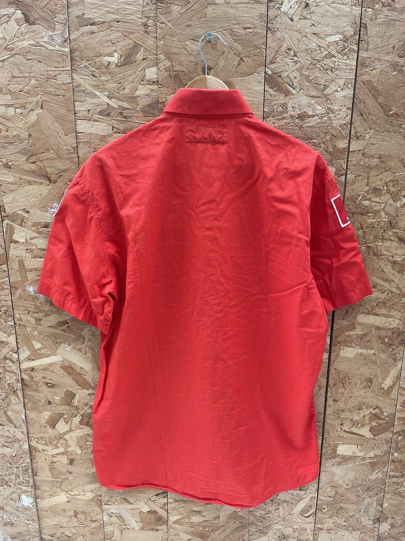 Vintage Fila Ferrari Racing Team Kurzarm Button Up Shirt Herren L Rot Bild 6