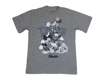Vintage Y2K Disney Florida USA Mickey Mouse gris azul camiseta tamaño grande