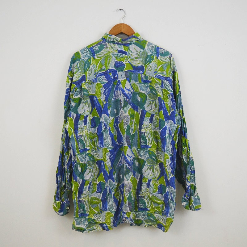 Retro Crazy Print Green & Blue Pattern Festival Rave Shirt - Etsy UK