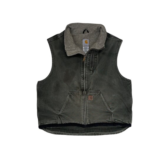 Vintage 90s Carhartt Men's Size XXL Moss Green Duck Insulated Vest