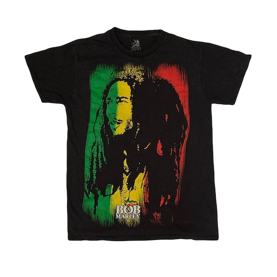 Vintage Y2K Bob Marley Souvenir Black Green Yellow T-shirt Size
