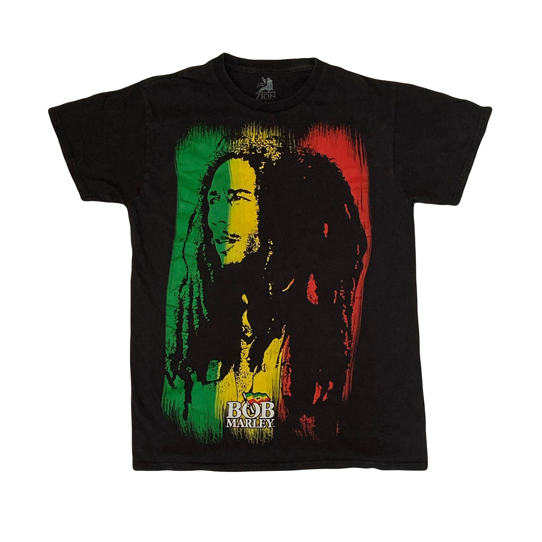 Vintage Y2K Bob Marley Souvenir Black Green Yellow T-shirt Size