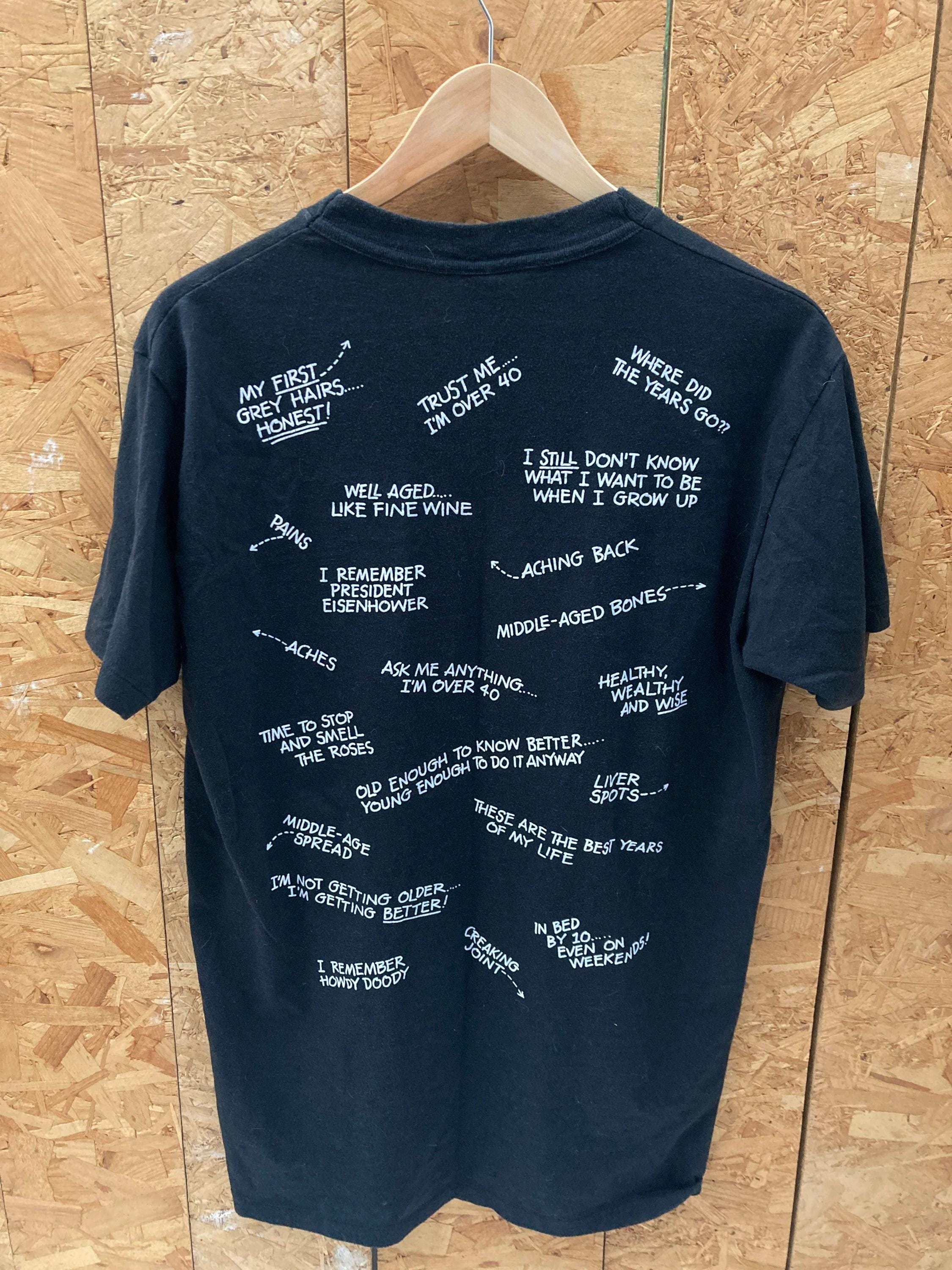 Vintage 90s Positively Over 40 All Over Print Single Stitch T