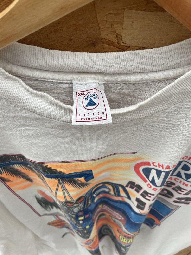 Vintage Thrashed NHRA Drag Racing Member 1992 T-Shirt XXL White Delta USA image 5
