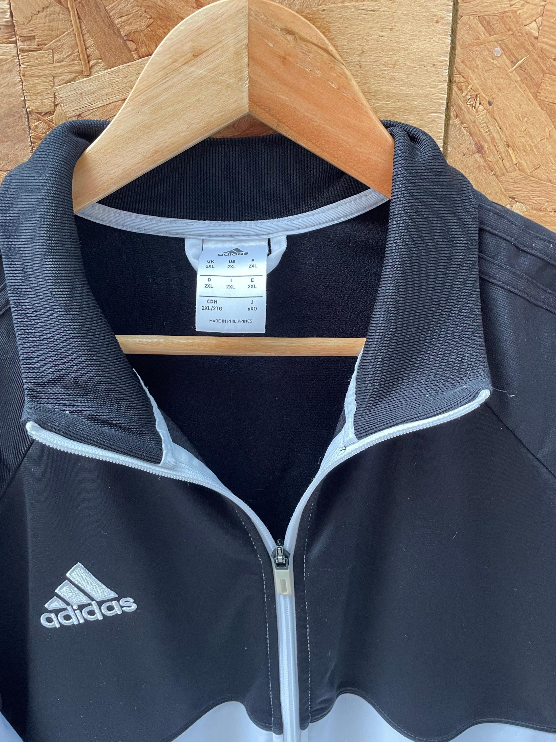 Vintage Y2K Adidas Men's Size XXL Black & White Track Jacket Zip
