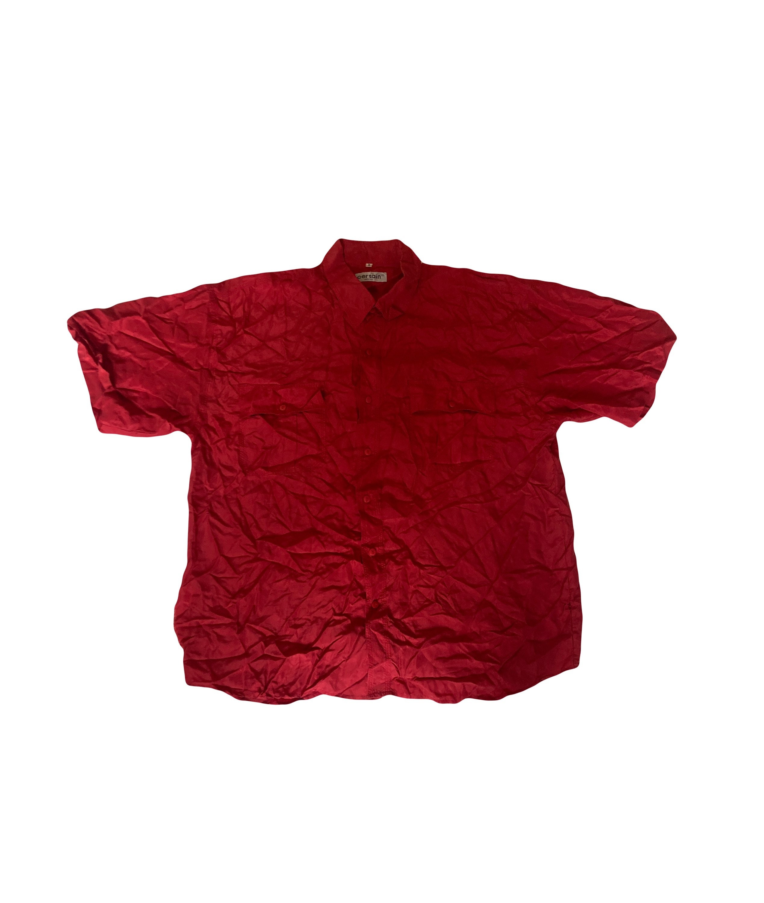 Vintage 90s Bright Red Satin 100% Silk Oversized Unisex Twin