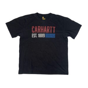 Vintage Y2K Carhartt print black red heavy duty USA workwear t-shirt size XL