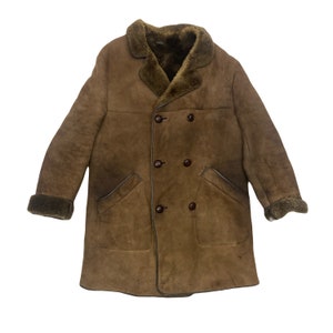 Manteau en peau de mouton retourné afghan vintage des années 70 pour homme, taille moyenne