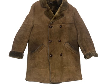 Mens Vintage 70s Afghan Sheepskin Shearling coat size medium