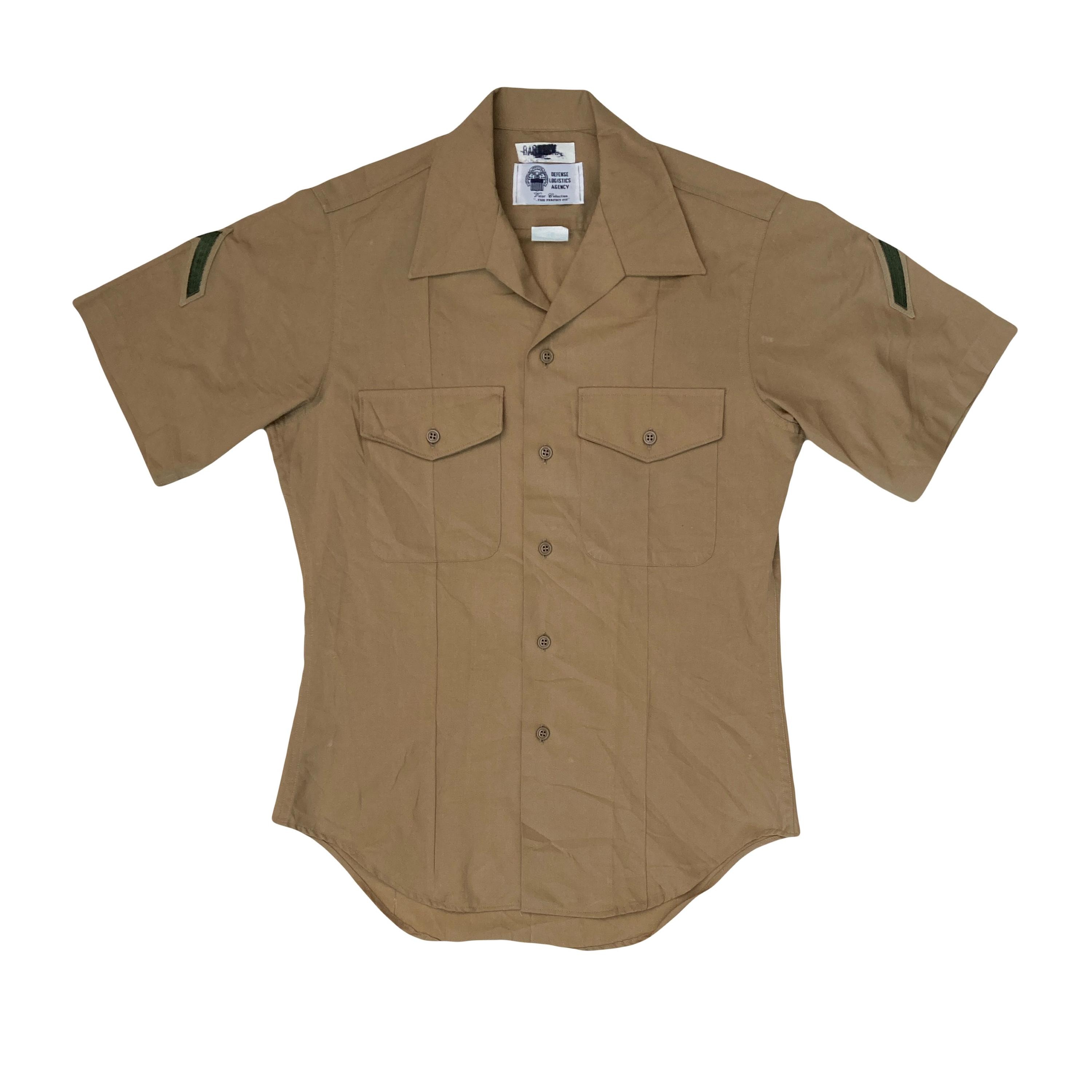 Vintage 90s USA Military Beige Short Sleeve Logistics Defense 
