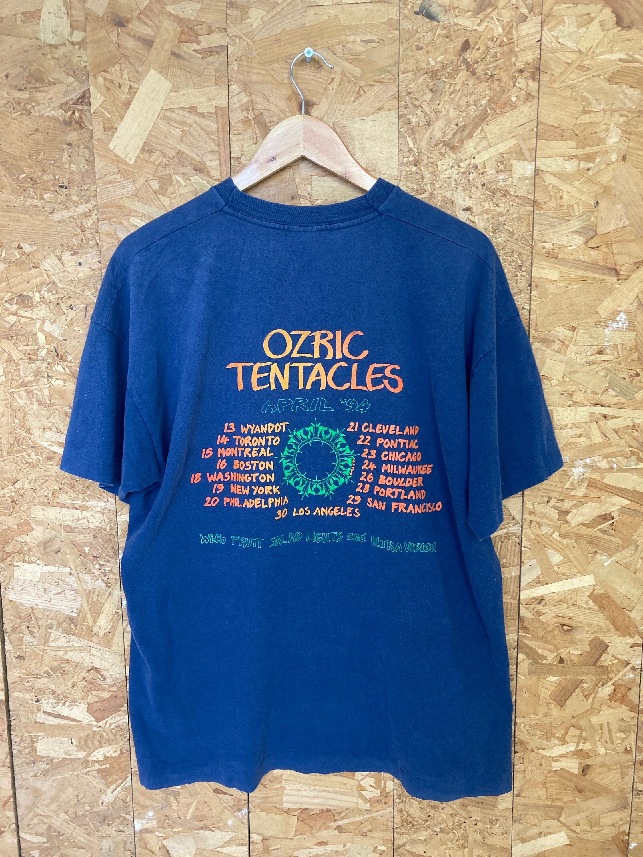 Vintage 94 Ozric Tentacles Ultravision USA Tour Double Sided Navy