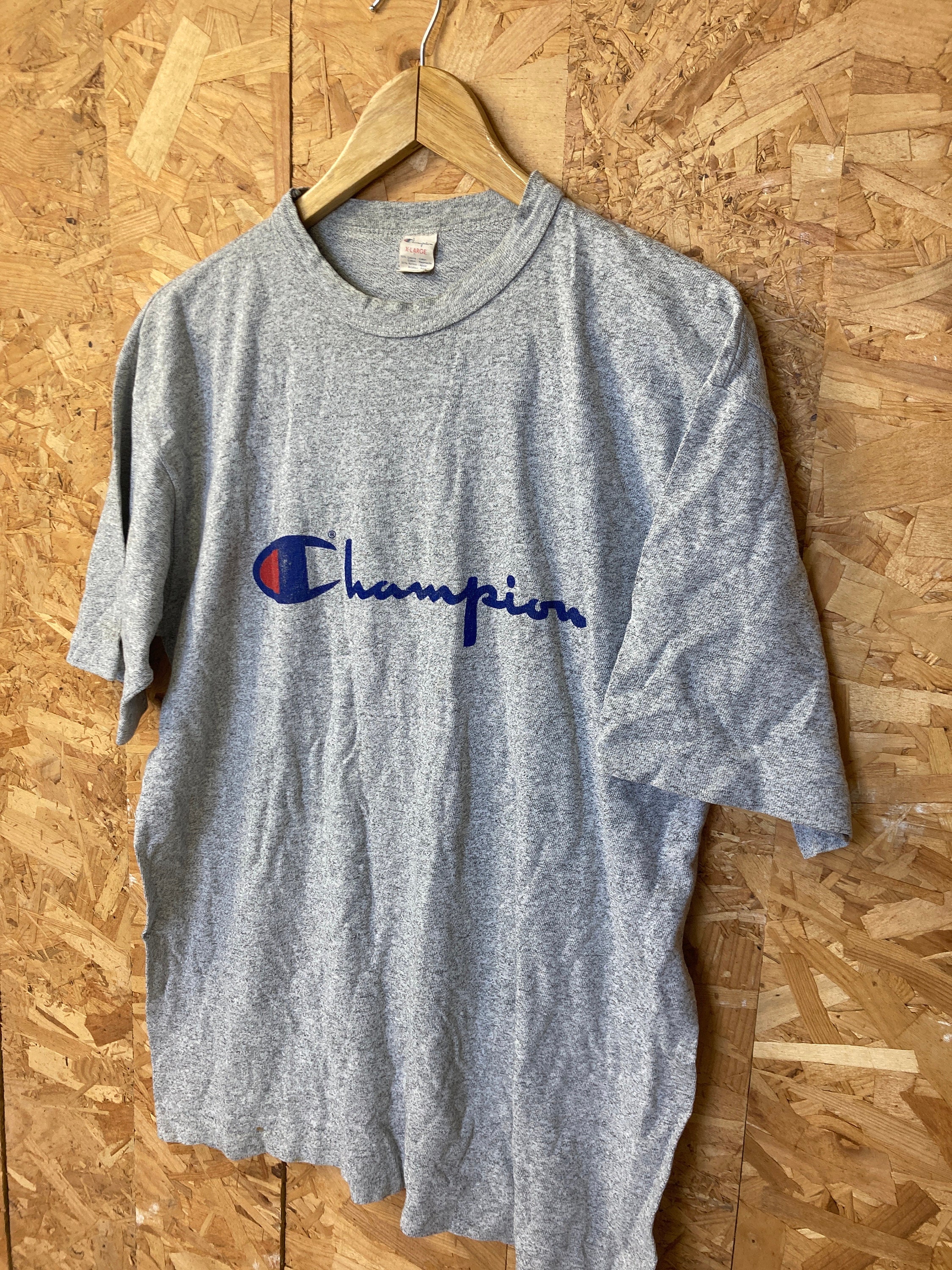 Vintage 80s Champion USA Single Stitch Grey T Shirt Size XL