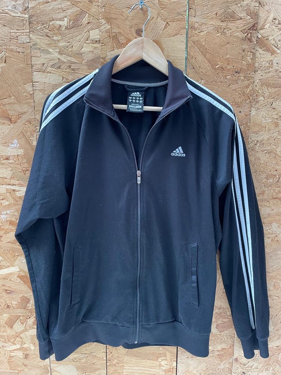 Vintage Y2K Adidas Men's Essentials Track Jacket Size M Black With