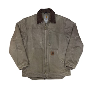 Vintage jaren 90 Carhartt Ridge-jas: Distressed Duck Weave-jas, herenmodel