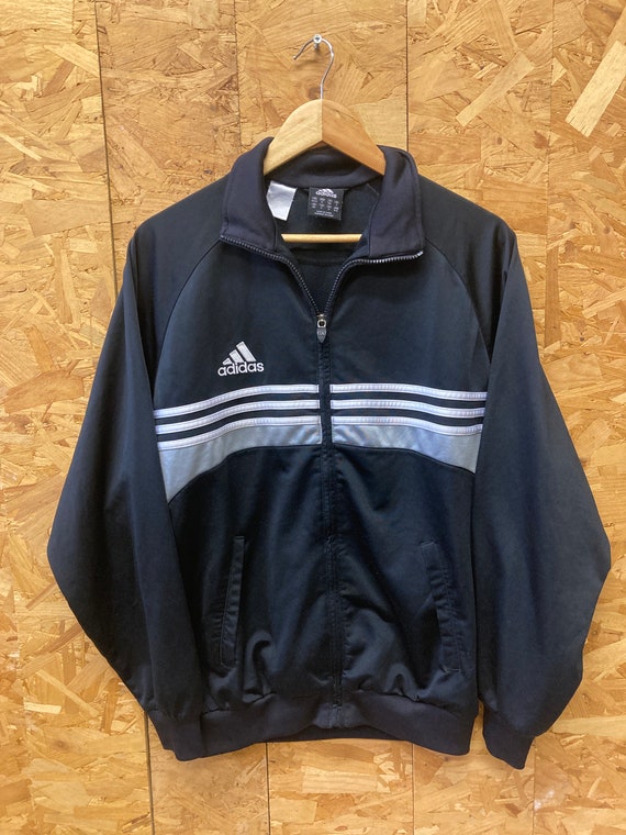 Vintage Y2K Adidas Zip Track Top Black White Stripes Size 40 Vintage Y2K Adidas Zip Track Top Black White Stripes Size 40