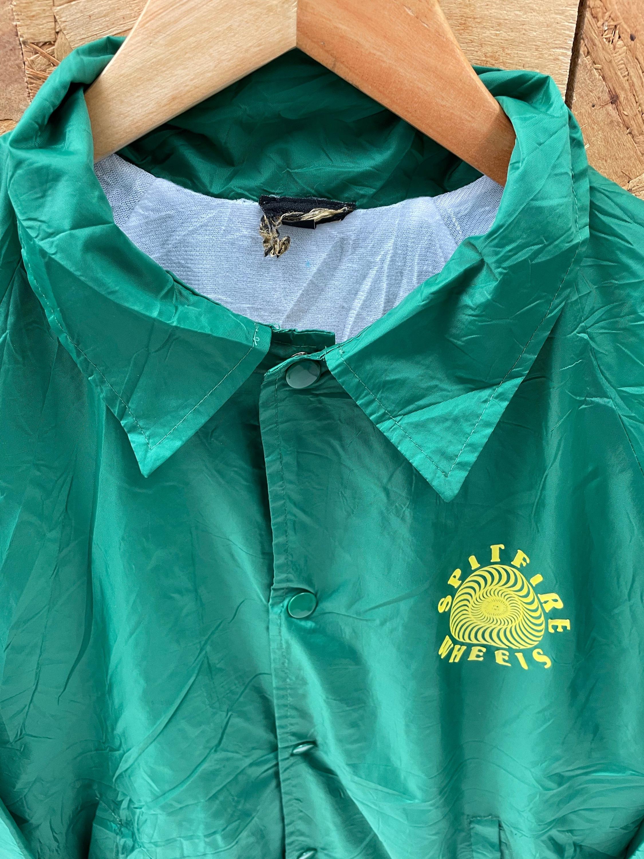 Vintage 90s Spitfire Wheels Skateboard Green Coach Jacket - Size M