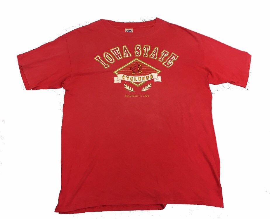 Image of Vintage 80S Usa Iowa State Cyclones Red Spell Out Souvenir T Shirt Size Xl