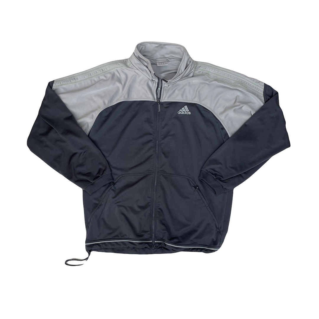 Vintage Y2K Adidas Men's Gray/black Track Jacket Size Large Full