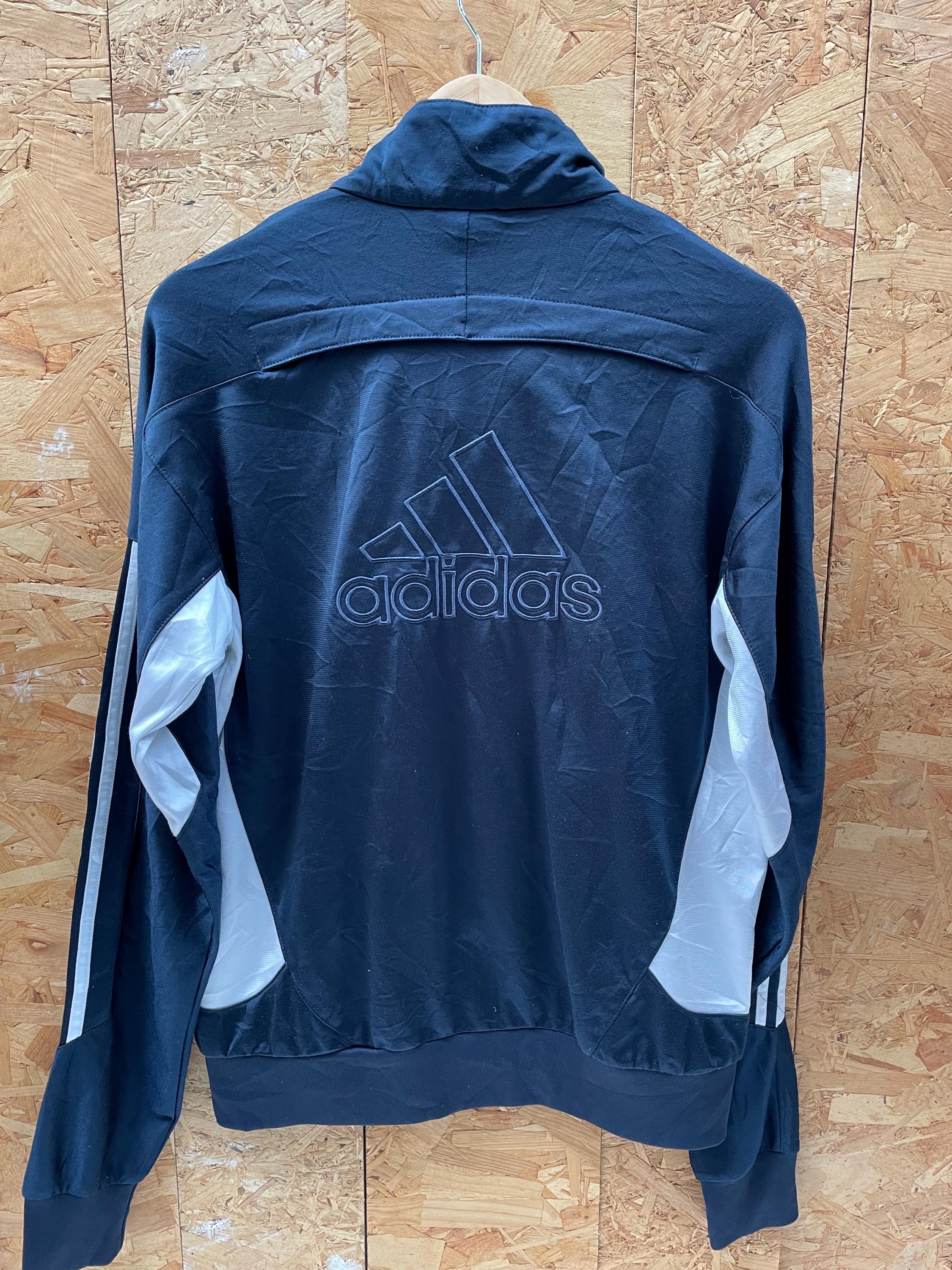 Vintage Y2K Adidas Zip Track Top Navy Blue White Size 36/38