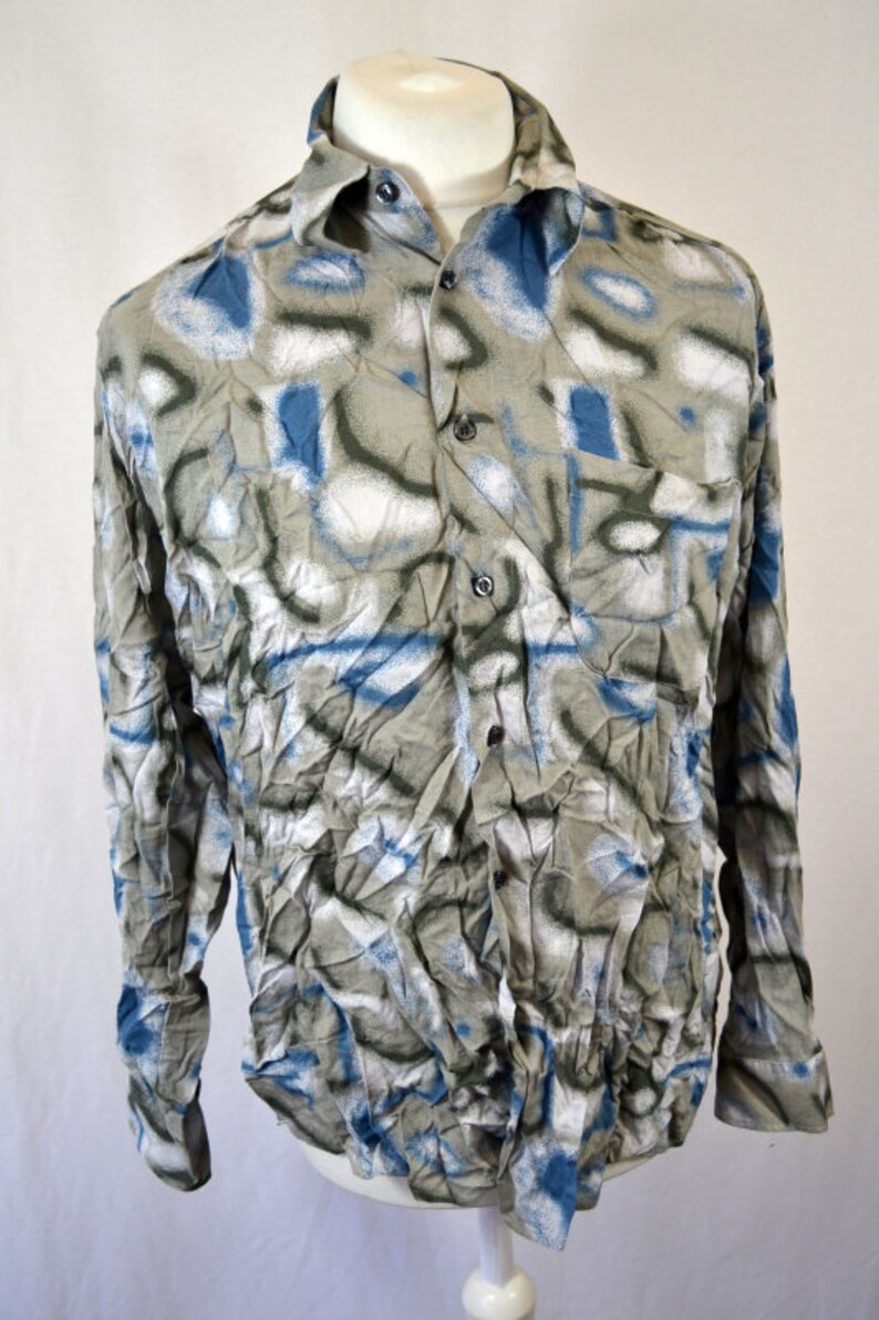 90er Jahre Pyschadelic Rave Muster Vintage Hemd Etsy