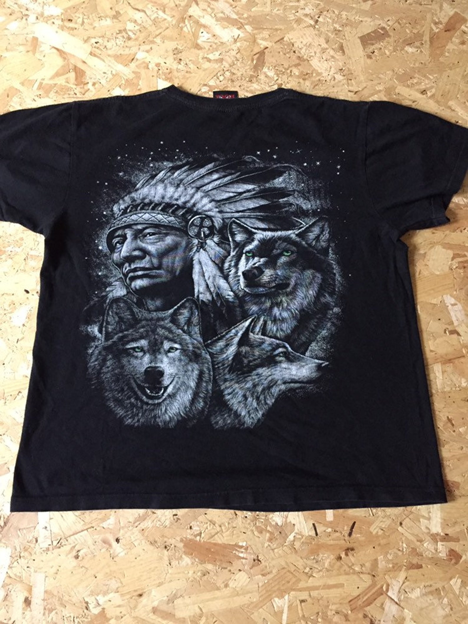 Vintage Black Native Indian Mystical Wolf T-shirt Size Medium | Etsy