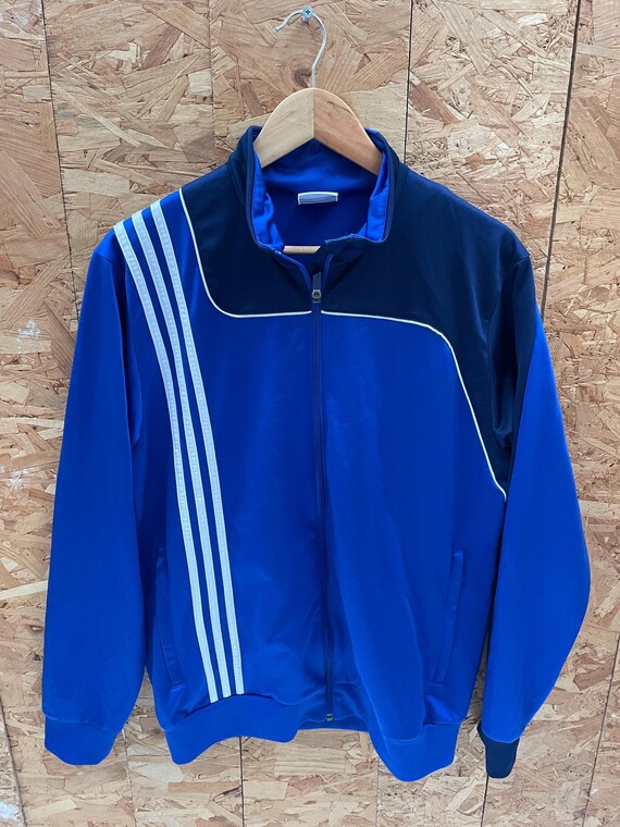 Vintage Y2K Adidas Track Jacket Blue White 3-stripes Full Zip