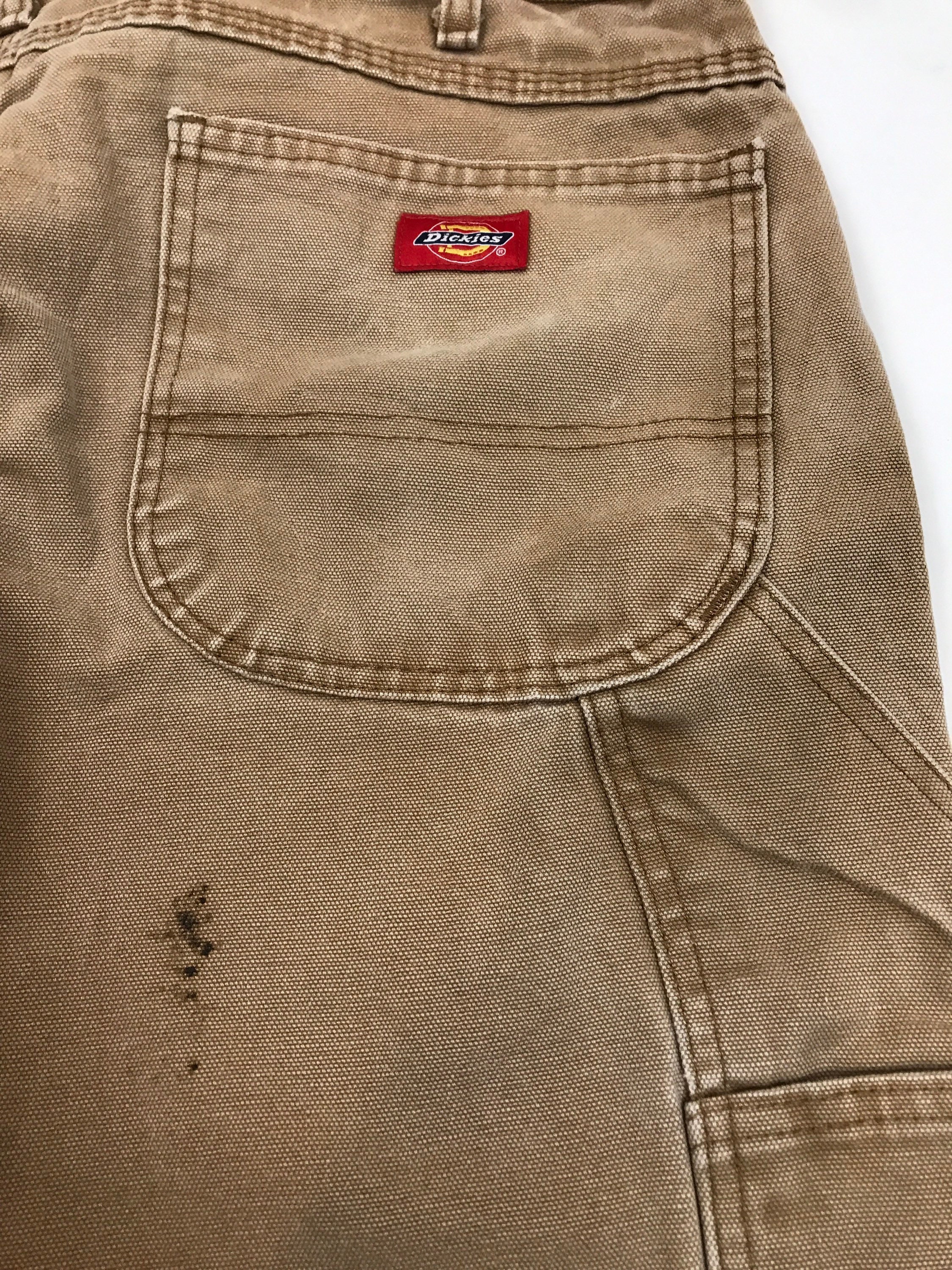 Vintage 90s W38 L32 Worn Distressed Dickies Heavy Cotton Tan Beige